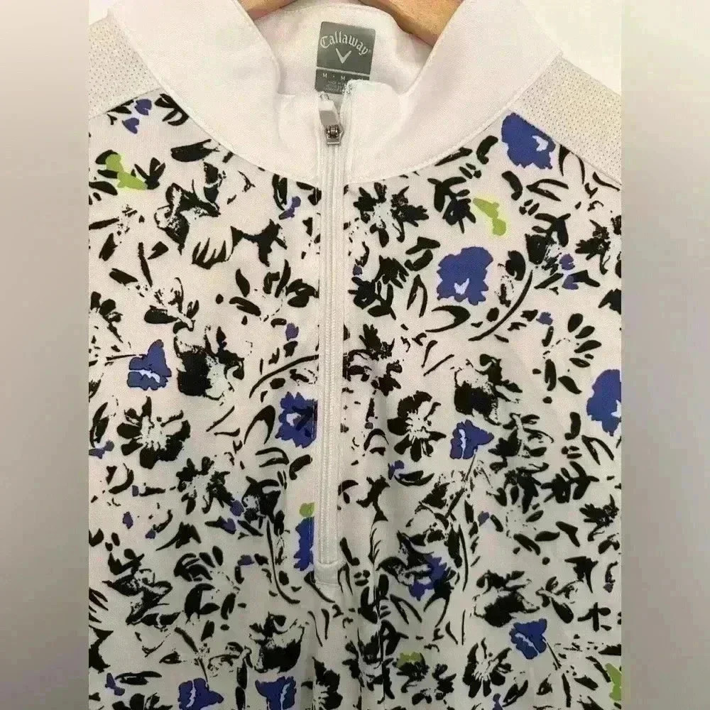 Women’s Callaway Golf Shirt/White with Floral Pattern Size Medium - Picture 6 of 10